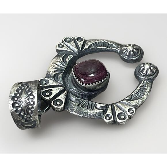 Purple Spiny Oyster Naja Pendant Navajo Sterling Silver by Kevin Billah - Picture 4 of 14
